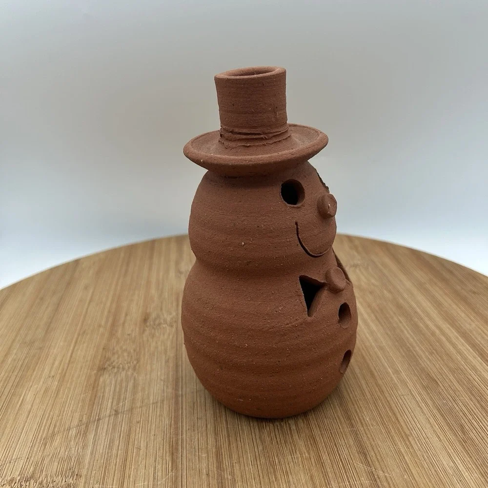 Vintage Sandstone Handmade Snowman‎ Candle Holder